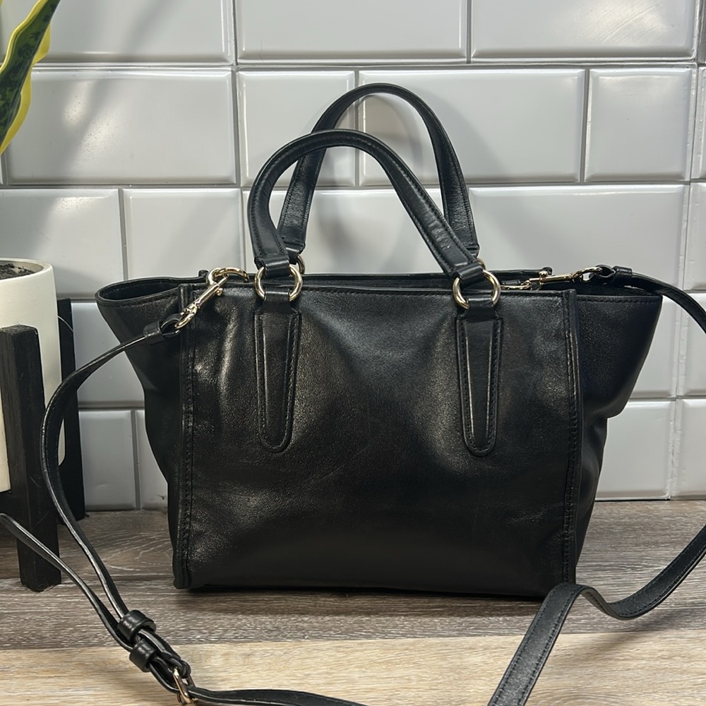 Coach black leather satchel bag